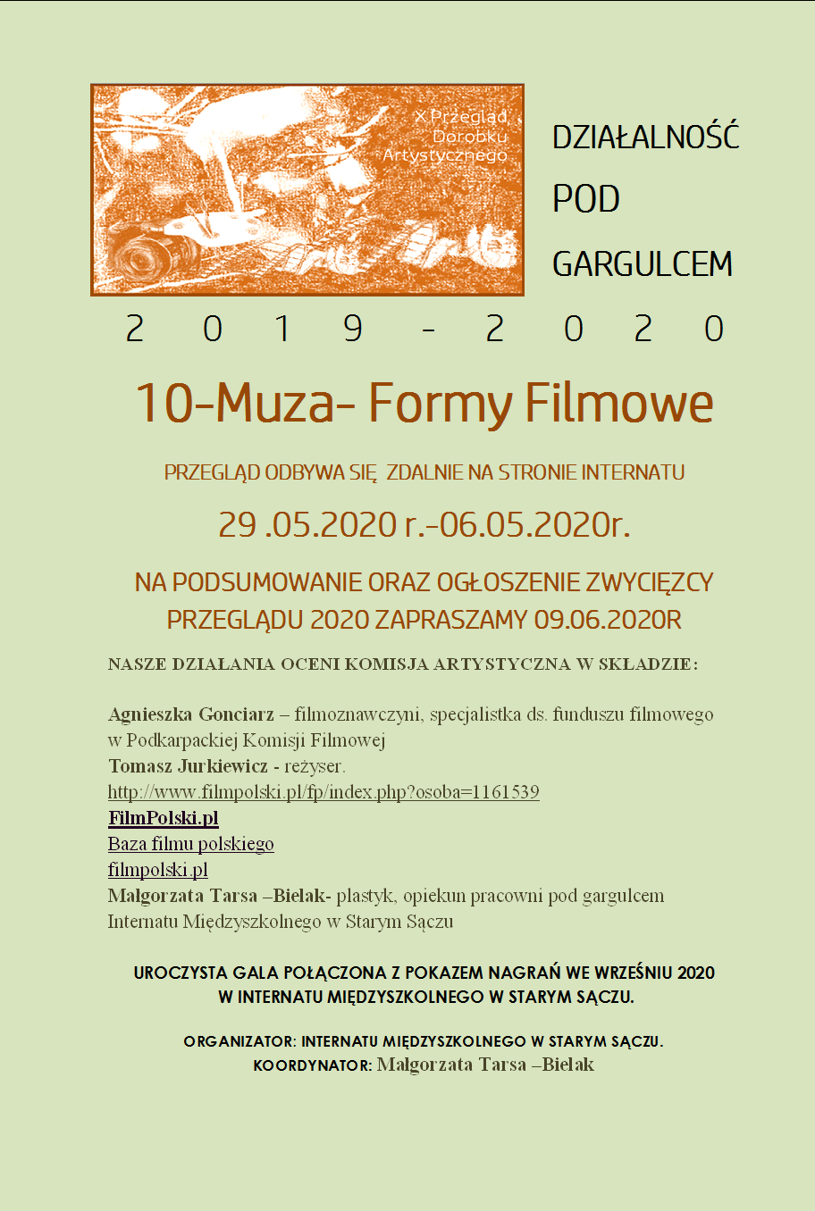 PRACOWNIA POD GARGULCEM ZAPRASZA  NA KOLEJNE ODSŁONY Z CYKLU 10-MUZA , WTOREK 03.06. 2020.